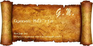 Gyenes Márta névjegykártya